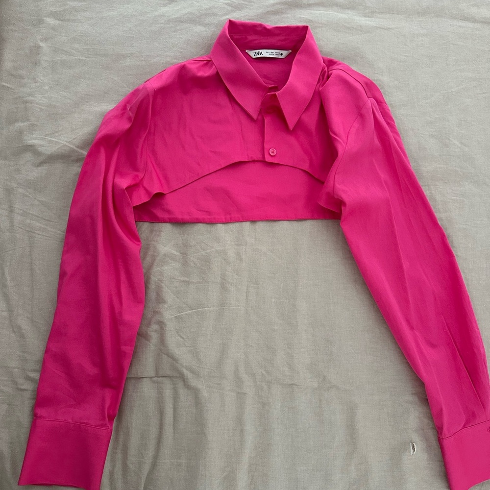 Zara Fuchsia Crop Top with Collar